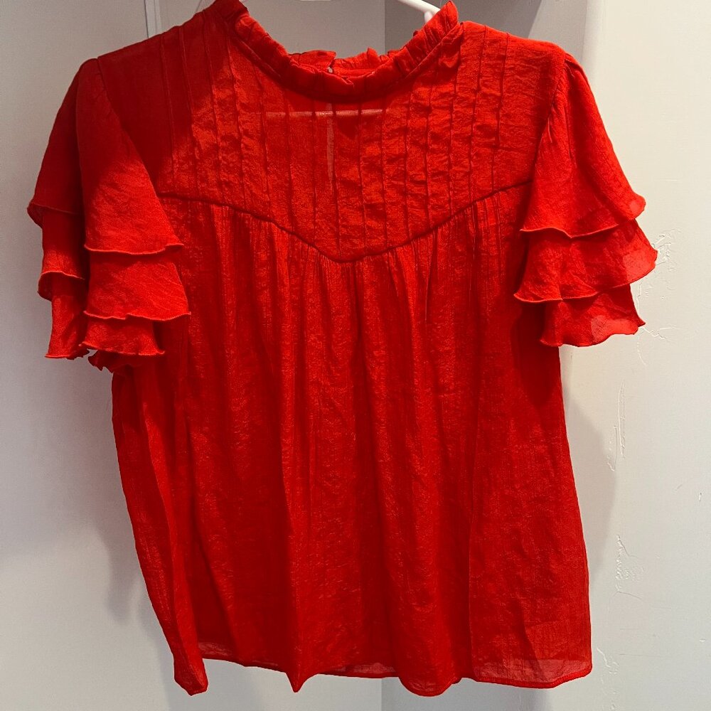Women's Short Sleeved Ruffled Blouse